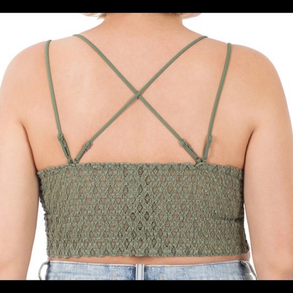 Zenana crochet lace bralette - light olive color - Picture 2 of 2